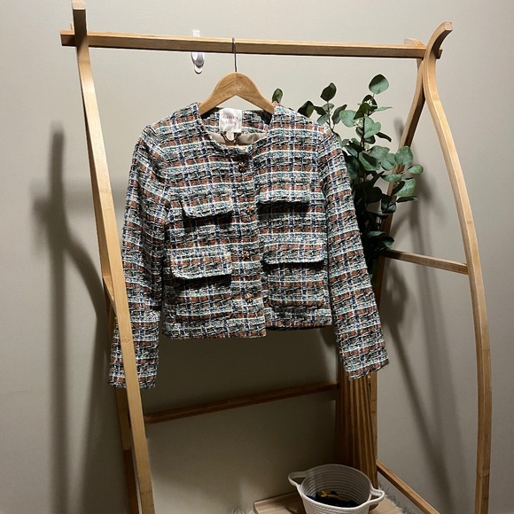 Autres Filles Tweed Button Up Crop Blazer - Picture 1 of 5